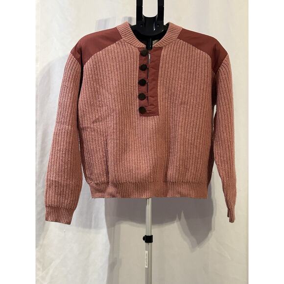 Sezane Sweaters - Sezane Women's Ewen Pink Red Knitted Long Sleeve Henley Sweater Size Small